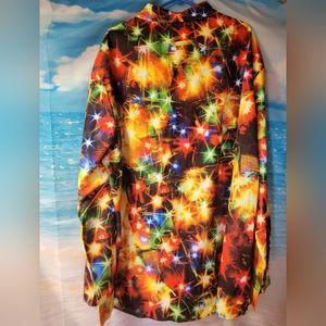 HAWAIIAN SHIRTS NWT TWINKLY LIGHT PATTERN LONG SLEEVE BUTTON DOWN SHIRT SIZE 4XL
